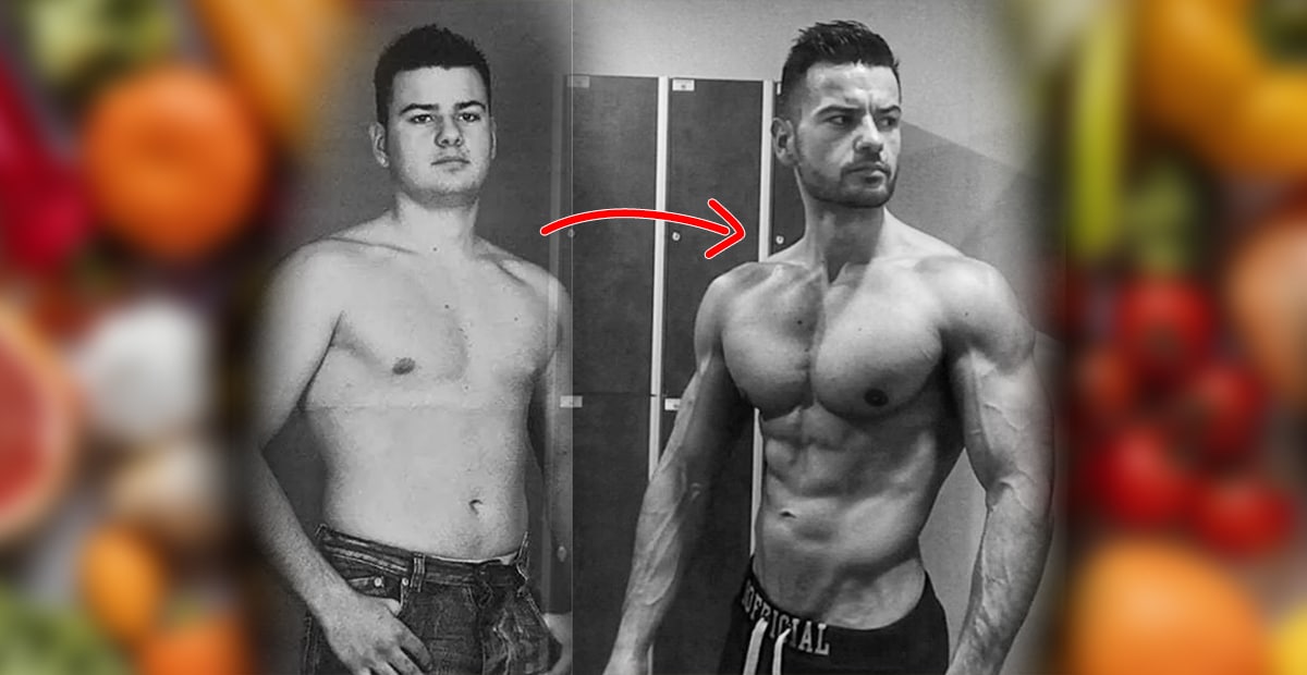 Homme avant-après sèche musculation