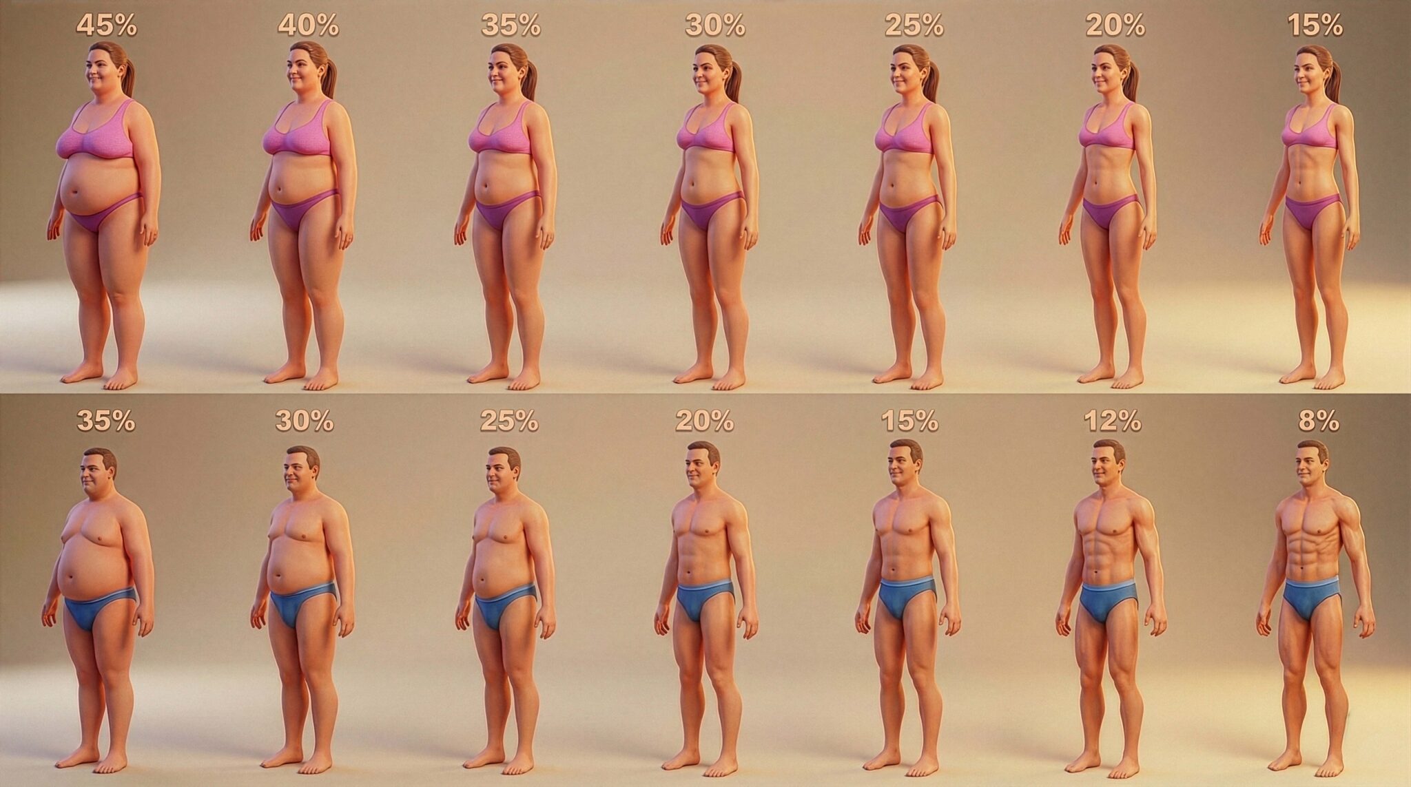 Exemples taux de graisse corporel