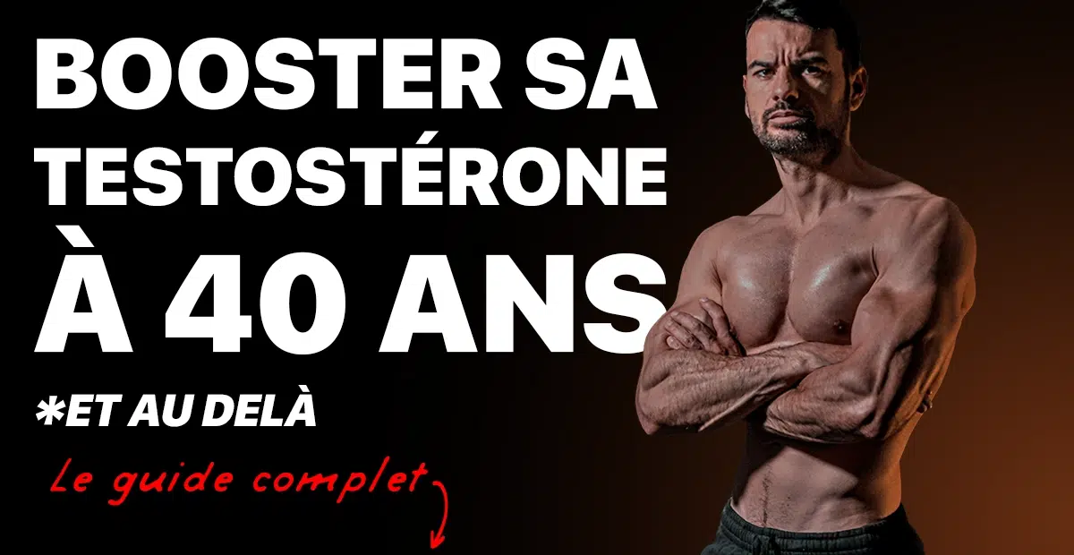 Homme musclé à 40 ans boostant naturellement sa testostérone, exemple de vitalité et force masculine