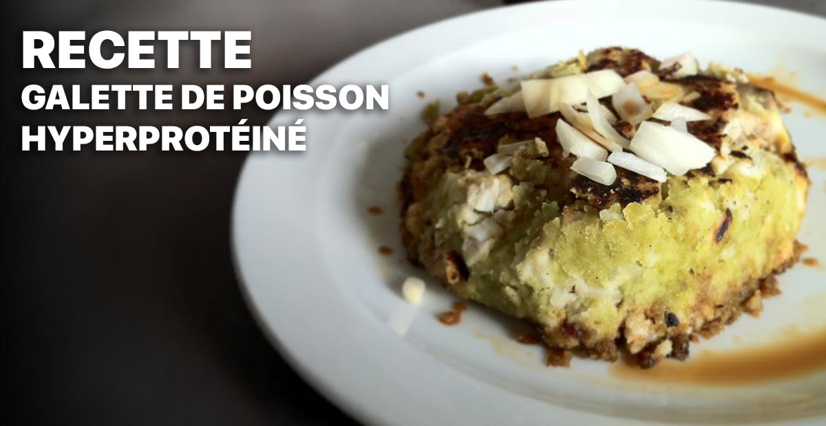 Galette de poisson hyperprotéinée avec pois cassés et colin, recette fitness idéale pour la prise de muscle et les sportifs.